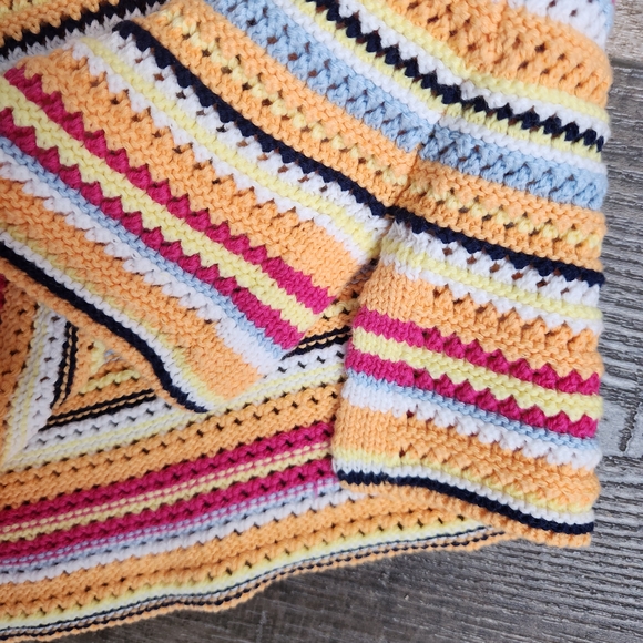 bobi BLACK Multicolored Striped Crochet Halter Top M Boho Grandmacore - Picture 7 of 9